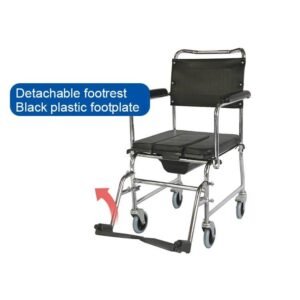 Alternative view of كرسي حمام متحرك من الاستيل مطلي بالكروم - مع مسند قدمين قابل للفصل