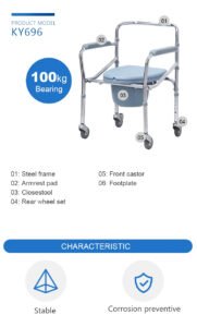 ⁦كرسي حمام بكفرات استيل - دعم مثالي للمرضى وكبار السن⁩ - الصورة ⁦4⁩